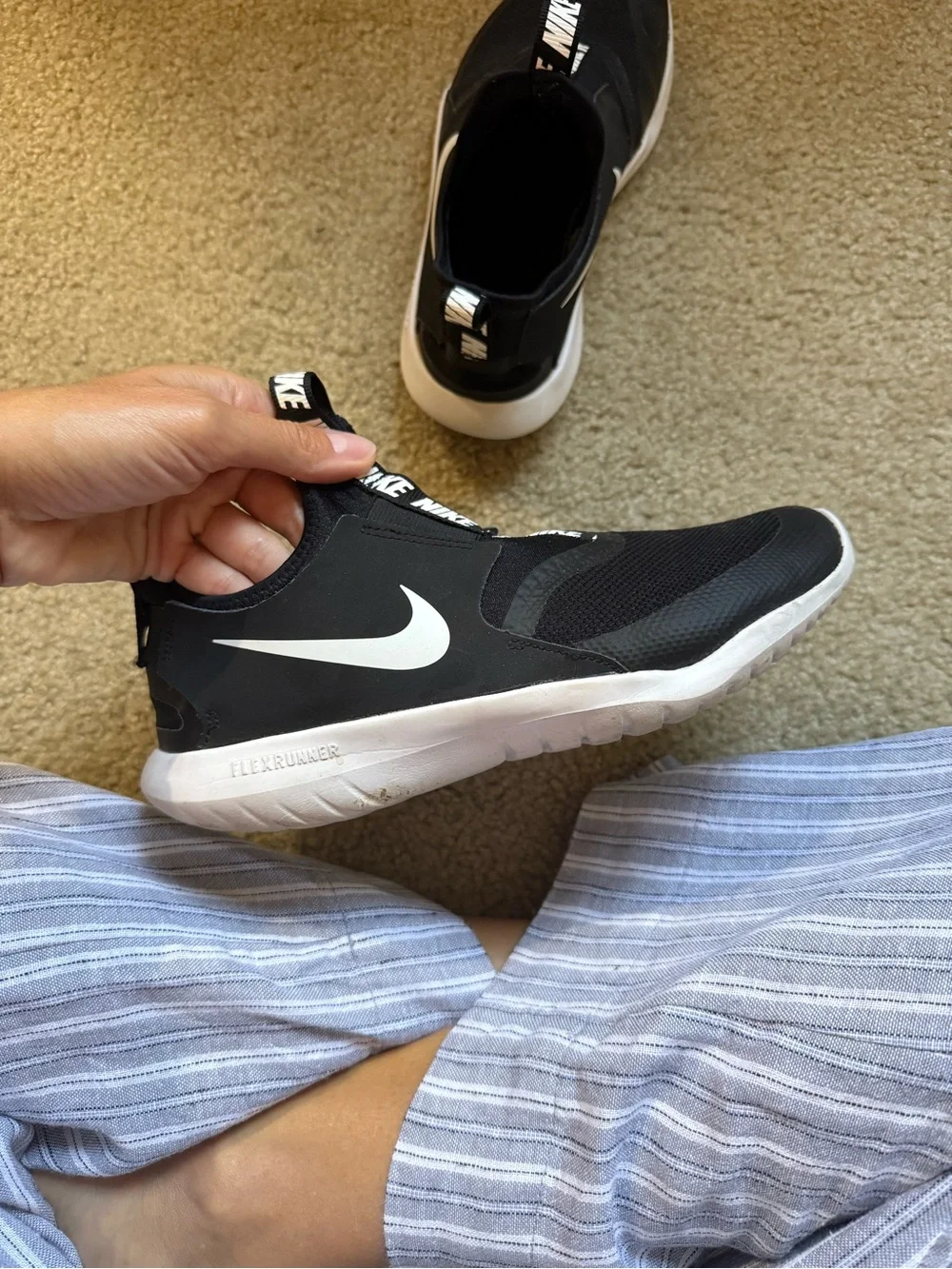 Nike Youth Slip-On Sneakers - Black & White